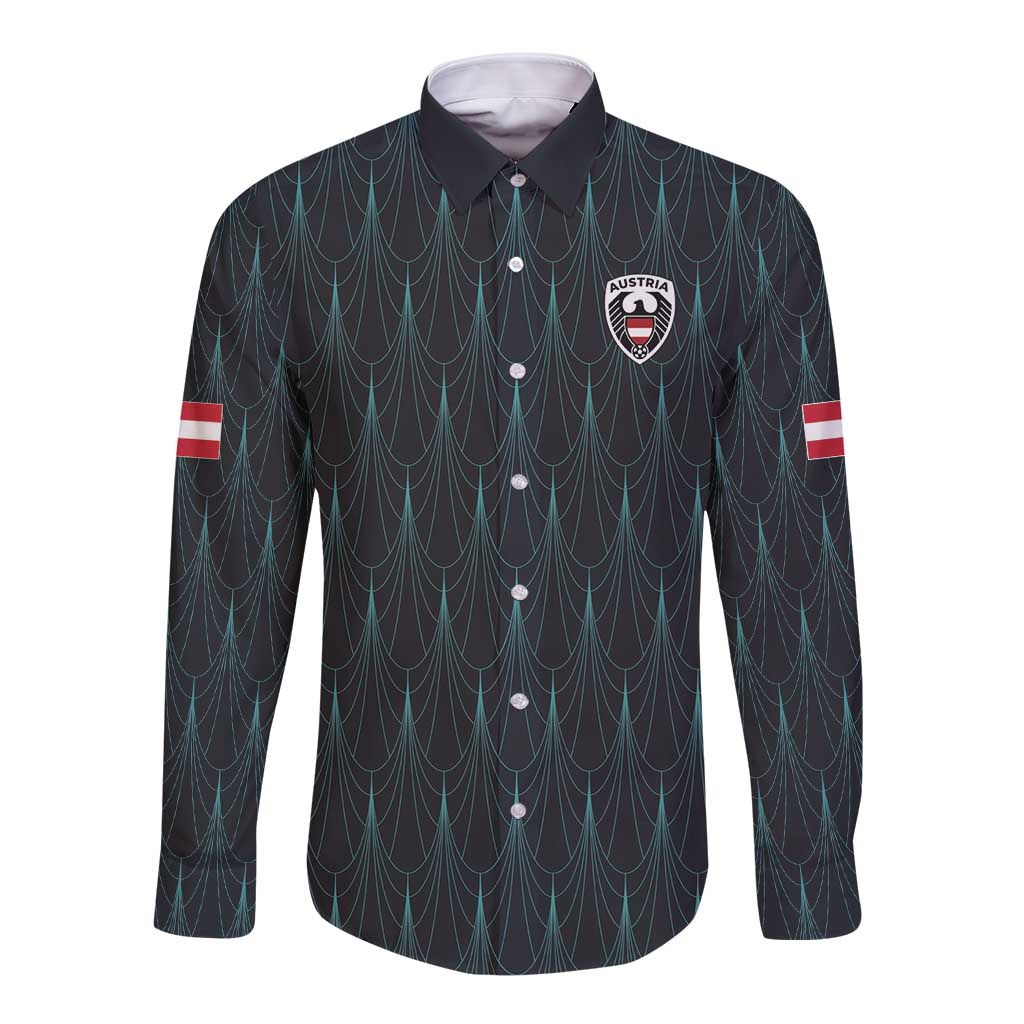 Custom World Football 2026 Austria Long Sleeve Button Shirt Das Team Eagle Wing Style