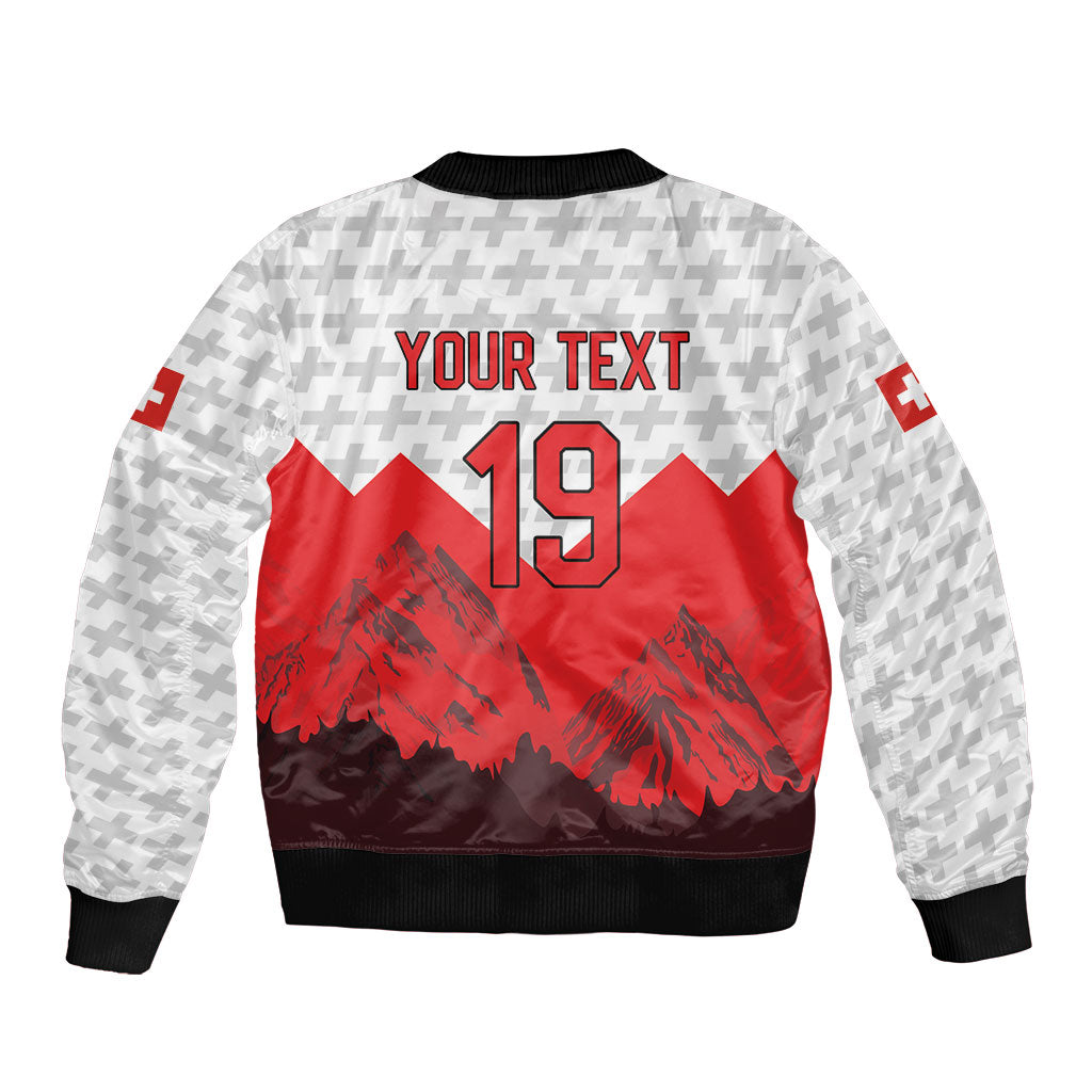 Switzerland Ice Hockey Custom Bomber Jacket Swiss Shield Alps Art