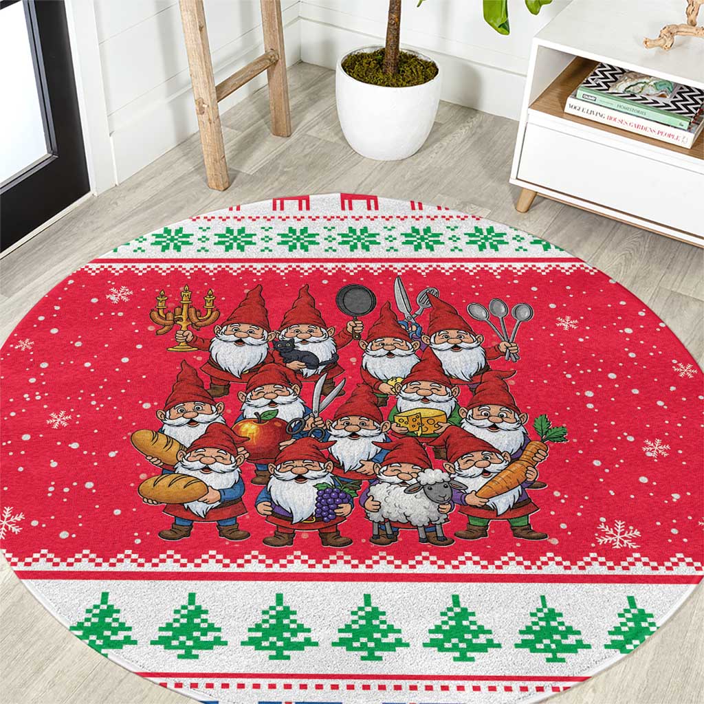 Iceland Christmas Round Carpet Icelandic Yule Lads - Wonder Print Shop