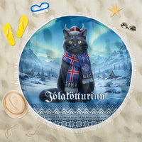 Iceland Christmas Beach Blanket Icelandic Yule Cat - Wonder Print Shop