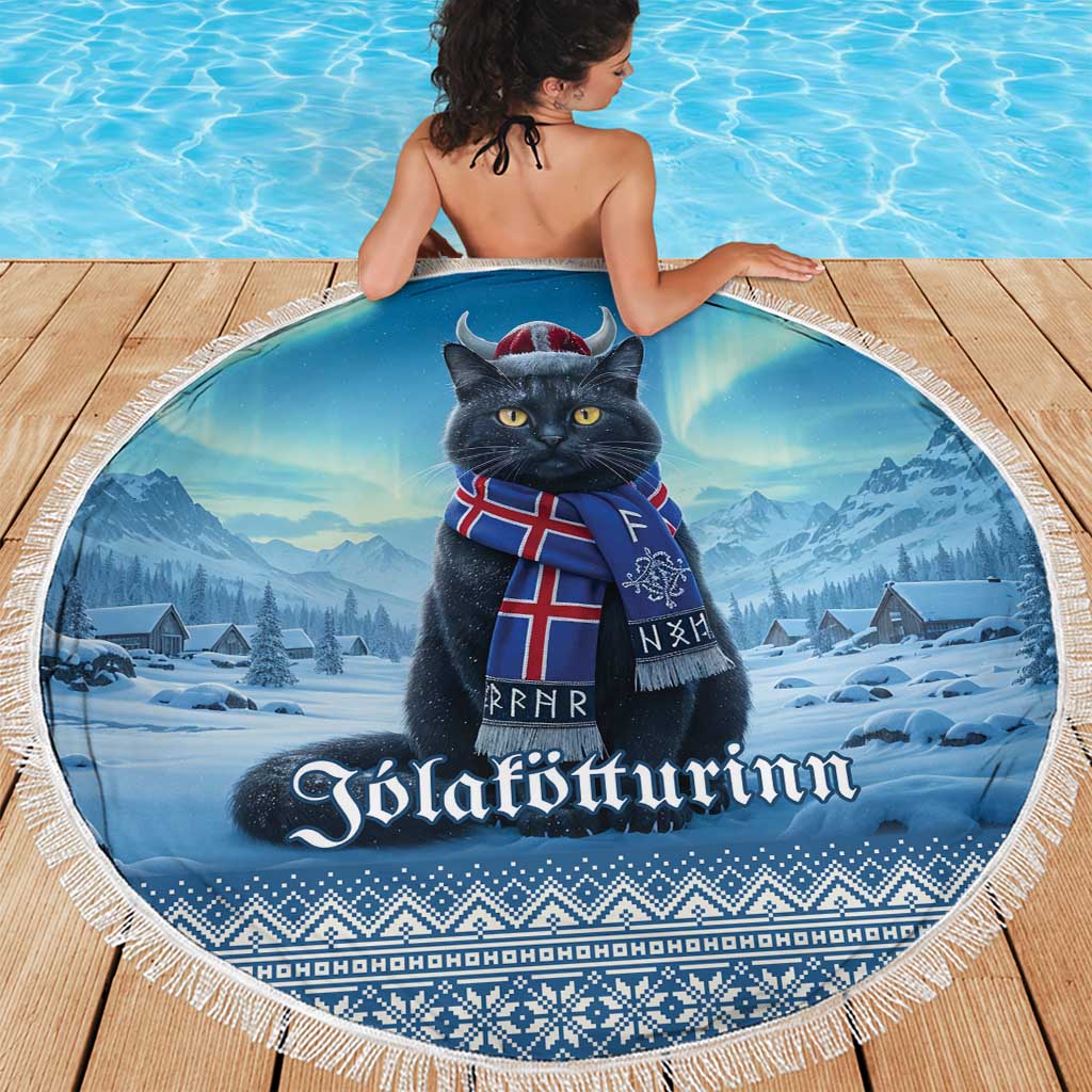 Iceland Christmas Beach Blanket Icelandic Yule Cat - Wonder Print Shop