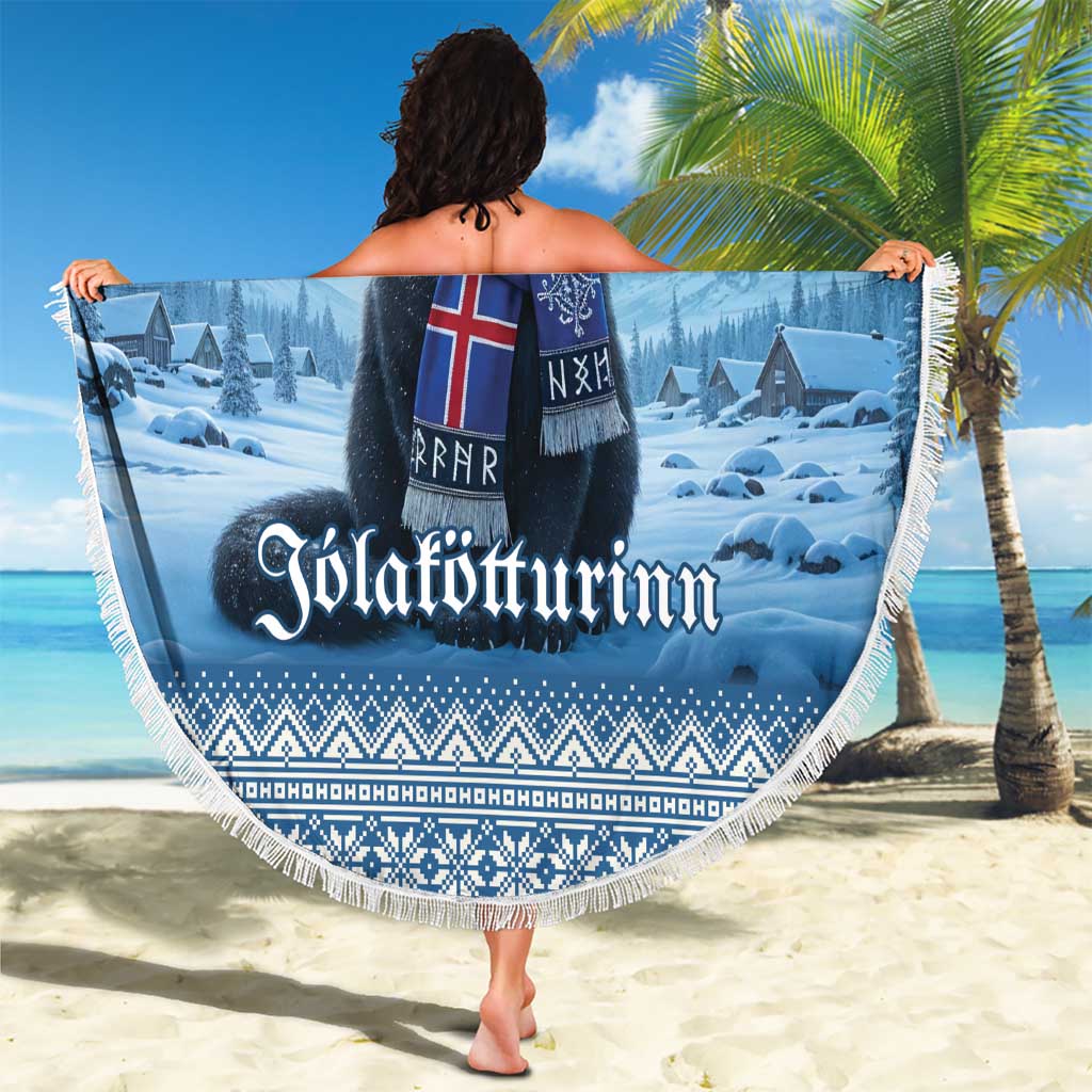Iceland Christmas Beach Blanket Icelandic Yule Cat - Wonder Print Shop