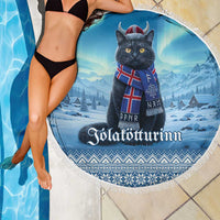 Iceland Christmas Beach Blanket Icelandic Yule Cat - Wonder Print Shop