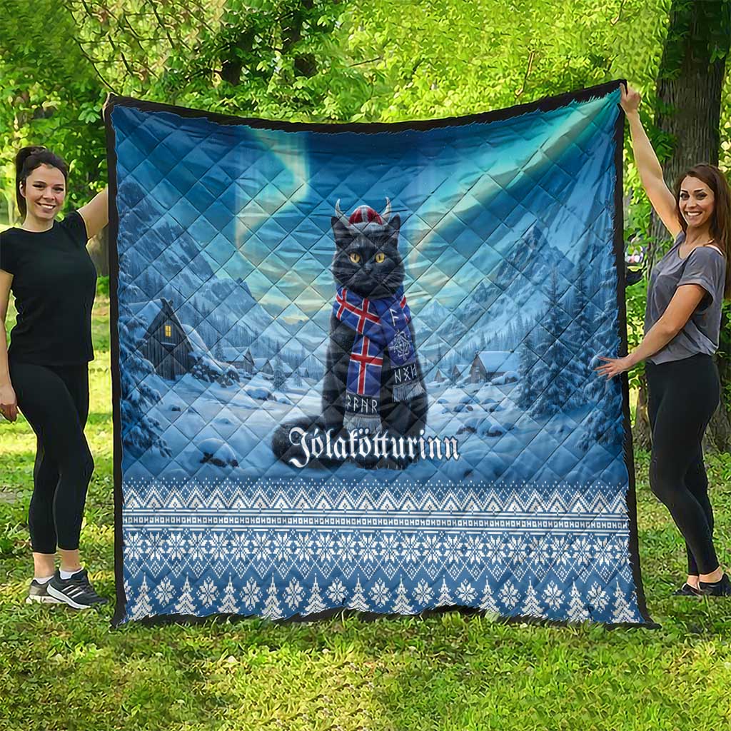 Iceland Christmas Quilt Icelandic Yule Cat - Wonder Print Shop