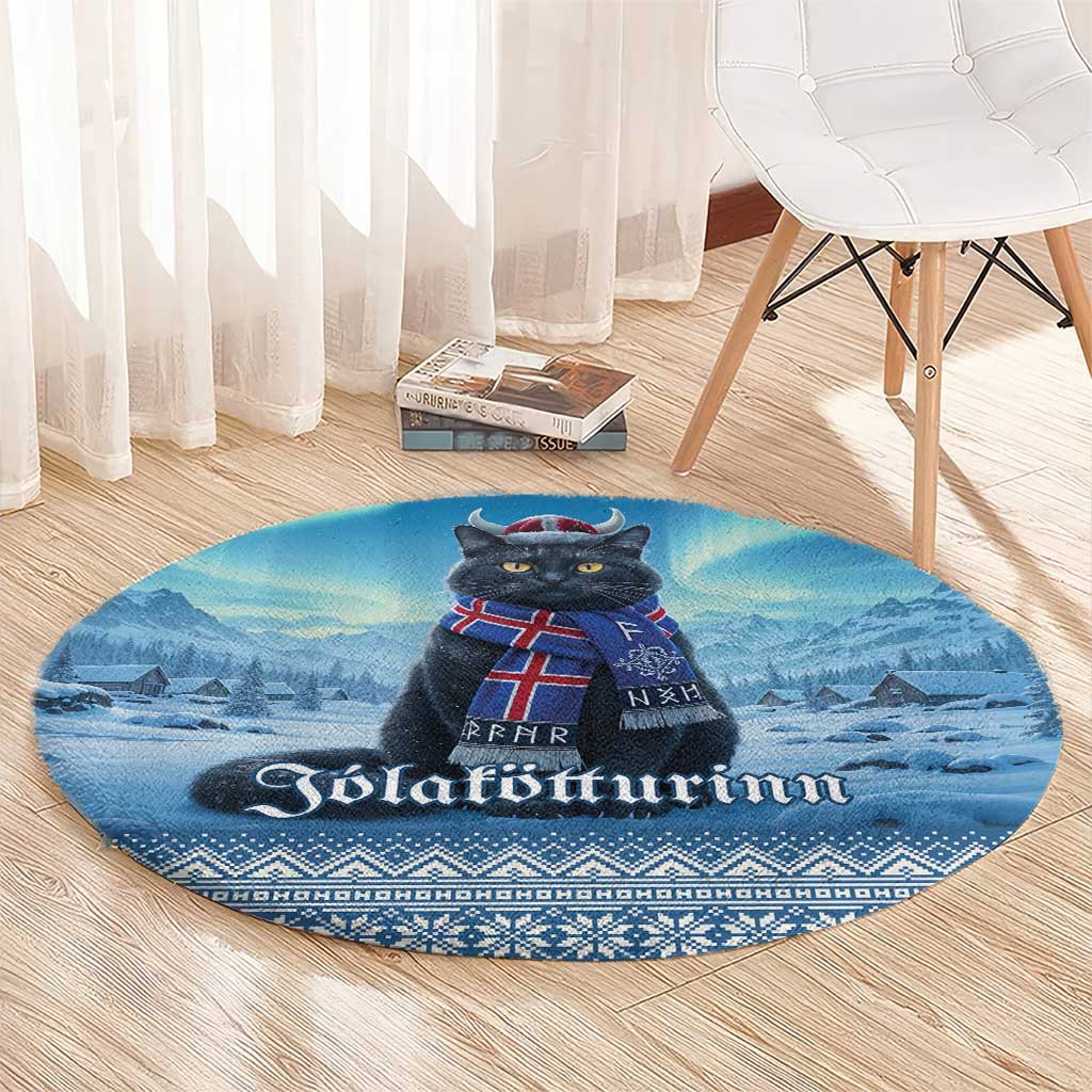 Iceland Christmas Round Carpet Icelandic Yule Cat - Wonder Print Shop