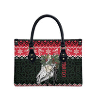 Personalized Anglesey Wales Christmas Leather Bag Mari Lwyd Celtic Knot Style - Wonder Print Shop