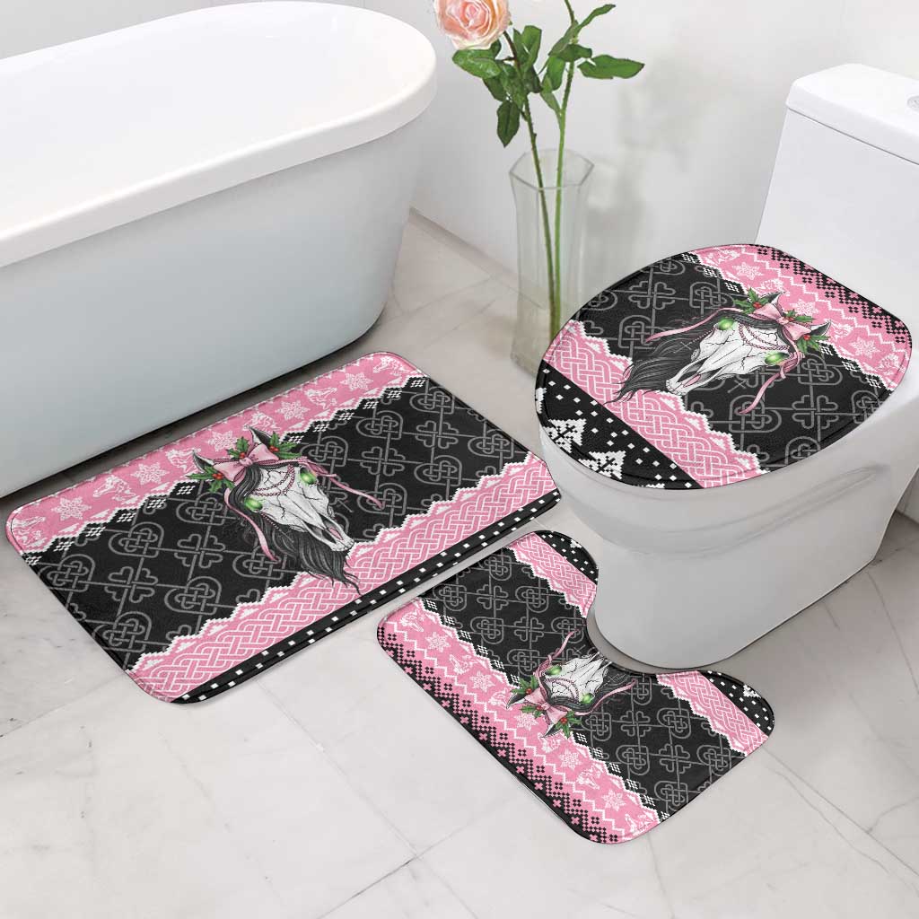 Anglesey Wales Christmas Bathroom Set Pink Mari Lwyd Welsh Celtic Knot - Wonder Print Shop