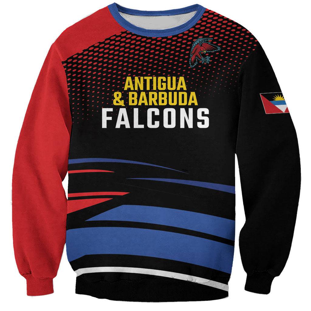 Custom Antigua and Barbuda Cricket Sweatshirt Falcons Go For Glory
