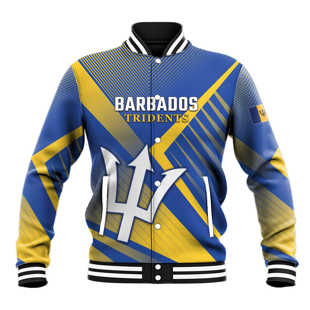 Custom Barbados Cricket Baseball Jacket Tridents Go For Glory