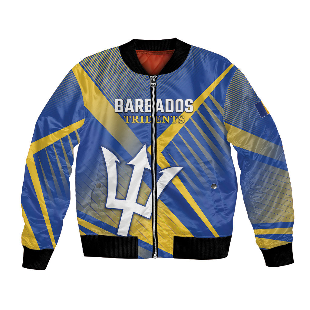 Custom Barbados Cricket Bomber Jacket Tridents Go For Glory