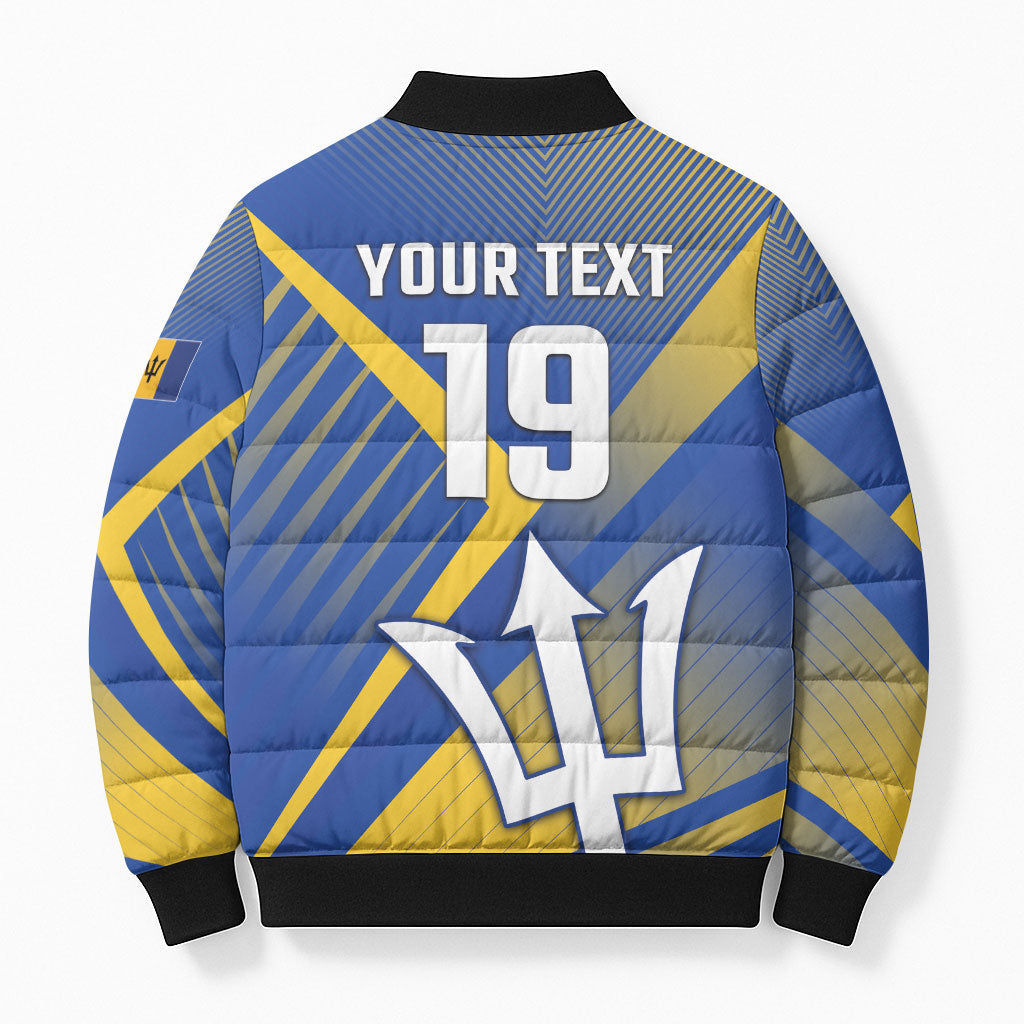 Custom Barbados Cricket Bomber Puffer Jacket Tridents Go For Glory