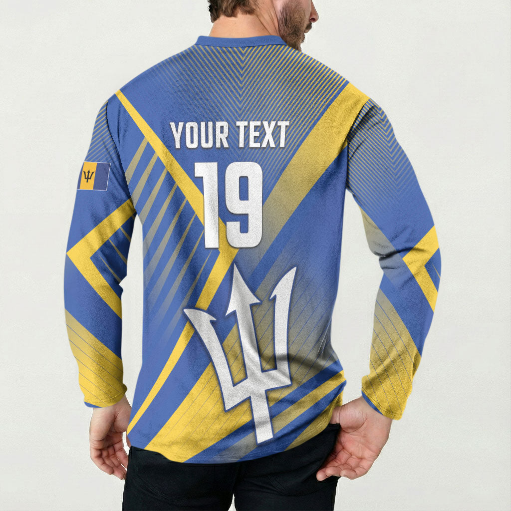 Custom Barbados Cricket Button Sweatshirt Tridents Go For Glory