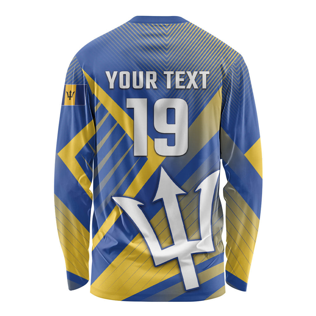 Custom Barbados Cricket Long Sleeve Shirt Tridents Go For Glory