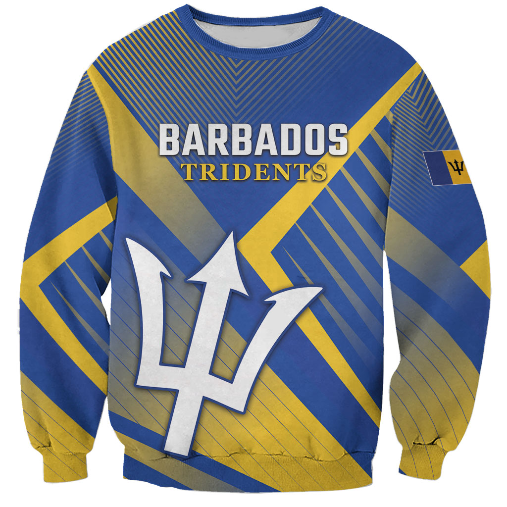 Custom Barbados Cricket Sweatshirt Tridents Go For Glory