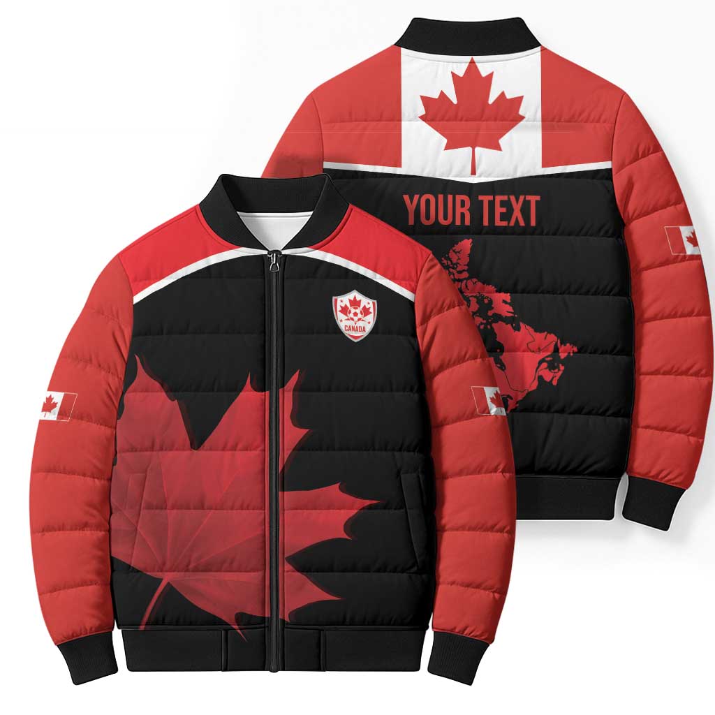 Personalized Canada Soccer Bomber Puffer Jacket Maple Leaf and Map Style - Wonder Print Shop