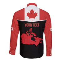 Personalized Canada Soccer Long Sleeve Button Shirt Maple Leaf and Map Style - Wonder Print Shop