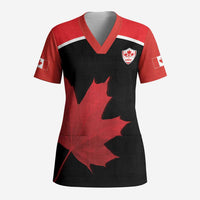 Personalized Canada Soccer Scrub Top Maple Leaf and Map Style - Wonder Print Shop