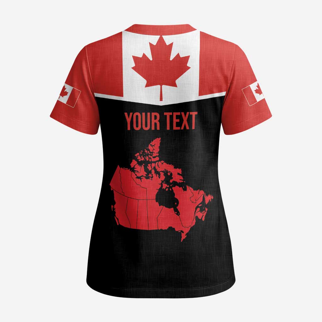 Personalized Canada Soccer Scrub Top Maple Leaf and Map Style - Wonder Print Shop