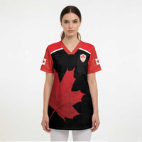 Personalized Canada Soccer Scrub Top Maple Leaf and Map Style - Wonder Print Shop