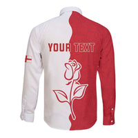 Personalized Rugby England Long Sleeve Button Shirt Red Rose Champions