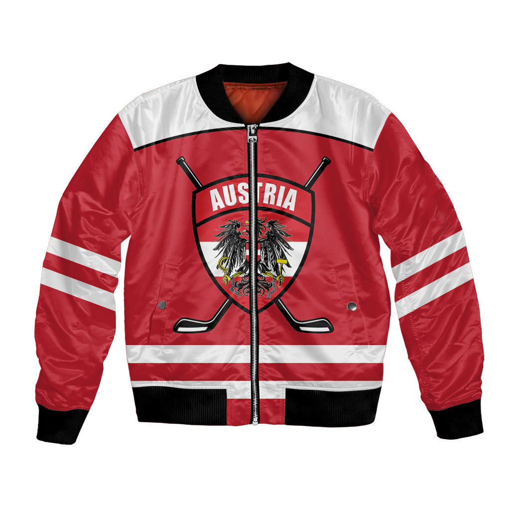 Austria Ice Hockey Custom Bomber Jacket Austrian Eagle Shield Red Version