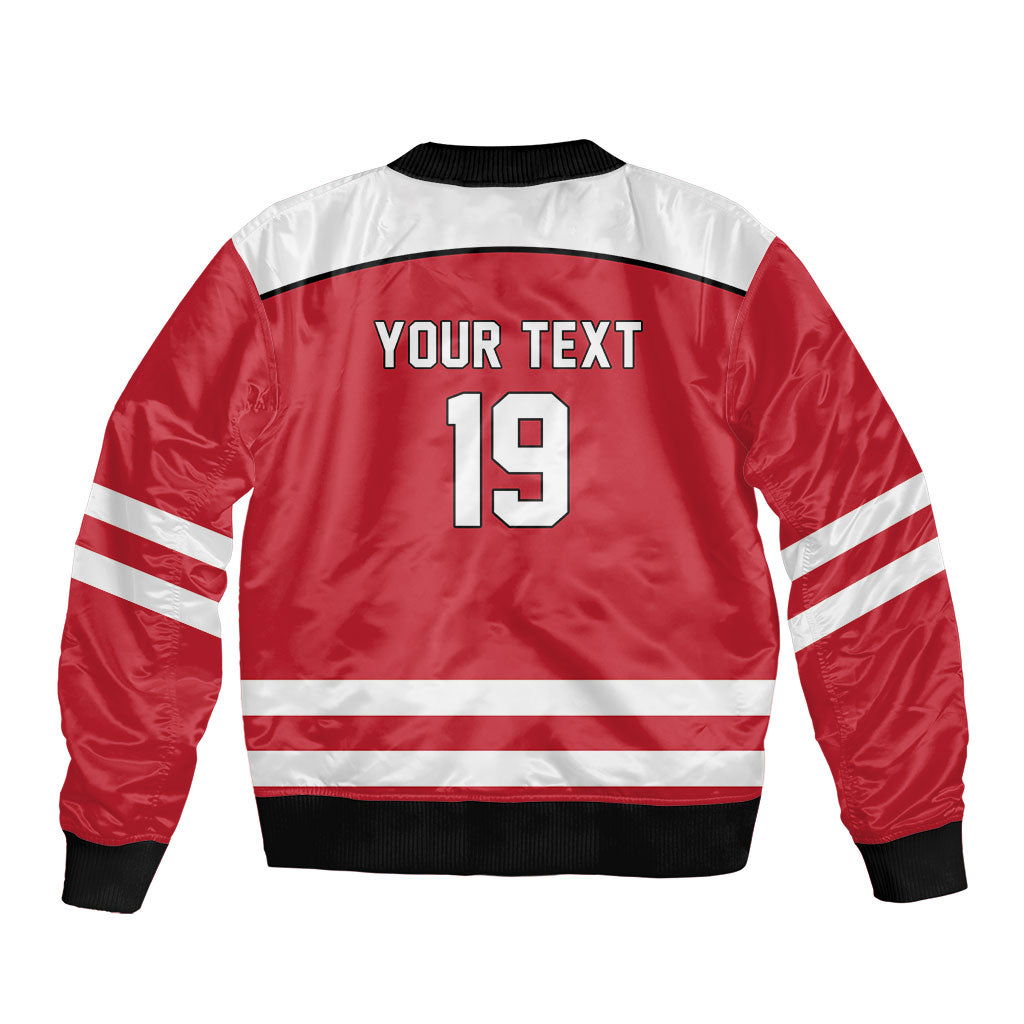 Austria Ice Hockey Custom Bomber Jacket Austrian Eagle Shield Red Version
