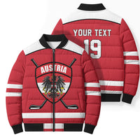 Austria Ice Hockey Custom Bomber Puffer Jacket Austrian Eagle Shield Red Version