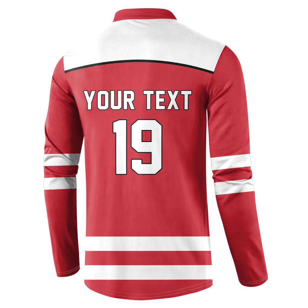 Austria Ice Hockey Custom Button Sweatshirt Austrian Eagle Shield Red Version