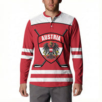 Austria Ice Hockey Custom Button Sweatshirt Austrian Eagle Shield Red Version