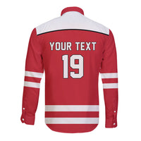 Austria Ice Hockey Custom Long Sleeve Button Shirt Austrian Eagle Shield Red Version