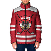 Austria Ice Hockey Custom Padded Jacket Austrian Eagle Shield Red Version