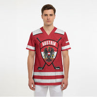 Austria Ice Hockey Custom Scrub Top Austrian Eagle Shield Red Version