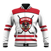 Austria Ice Hockey Custom Baseball Jacket Austrian Eagle Shield White Version
