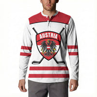 Austria Ice Hockey Custom Button Sweatshirt Austrian Eagle Shield White Version