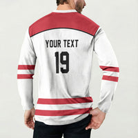 Austria Ice Hockey Custom Button Sweatshirt Austrian Eagle Shield White Version