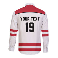 Austria Ice Hockey Custom Long Sleeve Button Shirt Austrian Eagle Shield White Version
