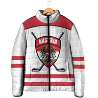 Austria Ice Hockey Custom Padded Jacket Austrian Eagle Shield White Version