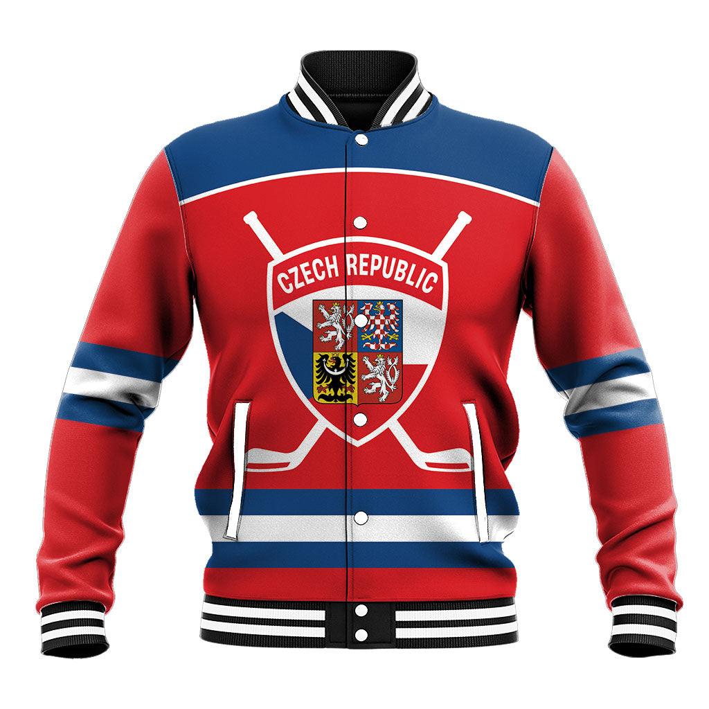 Czech Republic Ice Hockey Custom Baseball Jacket Czechia Lion Shield Red Version