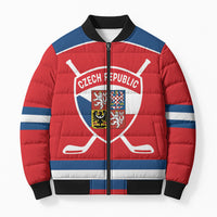 Czech Republic Ice Hockey Custom Bomber Puffer Jacket Czechia Lion Shield Red Version