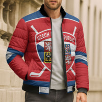 Czech Republic Ice Hockey Custom Bomber Puffer Jacket Czechia Lion Shield Red Version