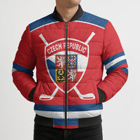 Czech Republic Ice Hockey Custom Bomber Puffer Jacket Czechia Lion Shield Red Version