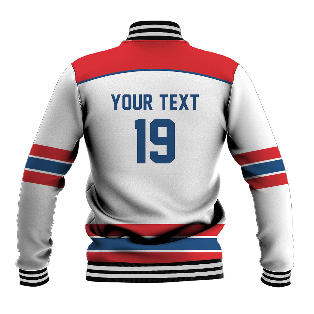 Czech Republic Ice Hockey Custom Baseball Jacket Czechia Lion Shield White Version