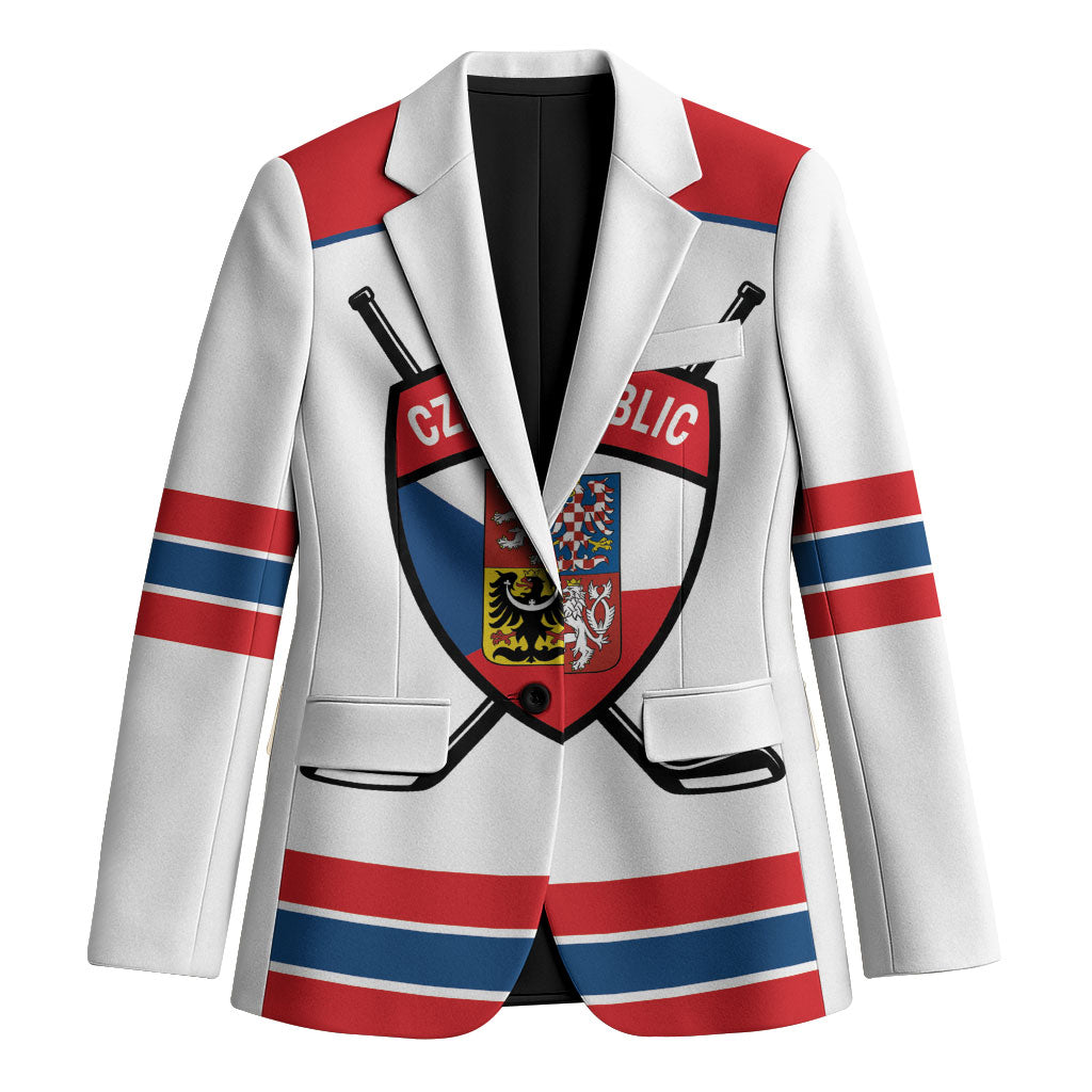 Czech Republic Ice Hockey Custom Blazer Czechia Lion Shield White Version