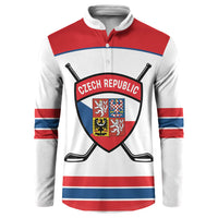 Czech Republic Ice Hockey Custom Button Sweatshirt Czechia Lion Shield White Version