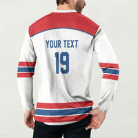 Czech Republic Ice Hockey Custom Button Sweatshirt Czechia Lion Shield White Version
