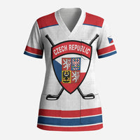 Czech Republic Ice Hockey Custom Scrub Top Czechia Lion Shield White Version