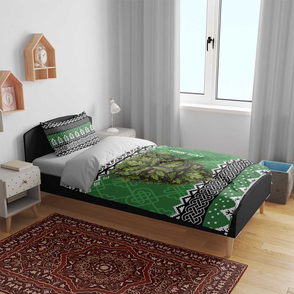 Personalized Anglesey Wales Christmas Bedding Set Green Man Celtic Knot - Wonder Print Shop