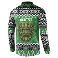 Personalized Anglesey Wales Christmas Button Sweatshirt Green Man Celtic Knot - Wonder Print Shop