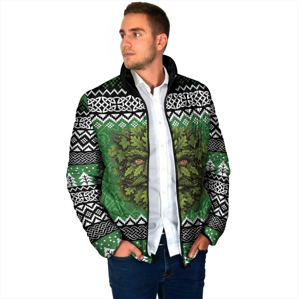 Personalized Anglesey Wales Christmas Padded Jacket Green Man Celtic Knot - Wonder Print Shop