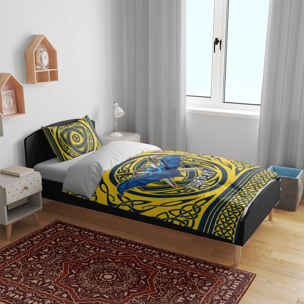 Personalized Brecknockshire Wales Bedding Set Welsh Celtic Bat And Swords Design - Wonder Print Shop